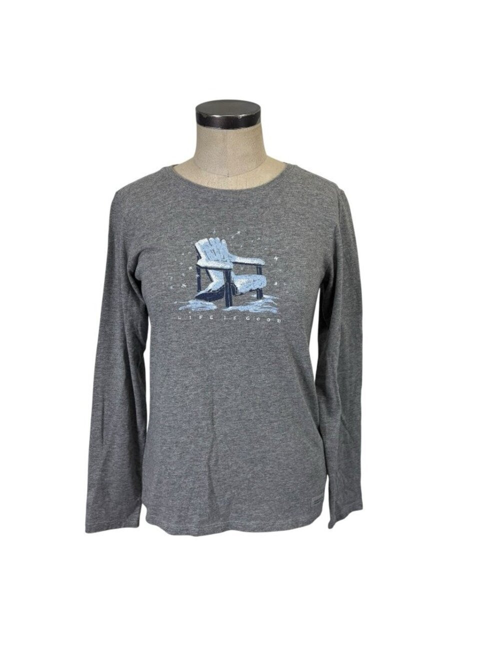 Life Is Good Long Sleeve T Shirt Small Gray